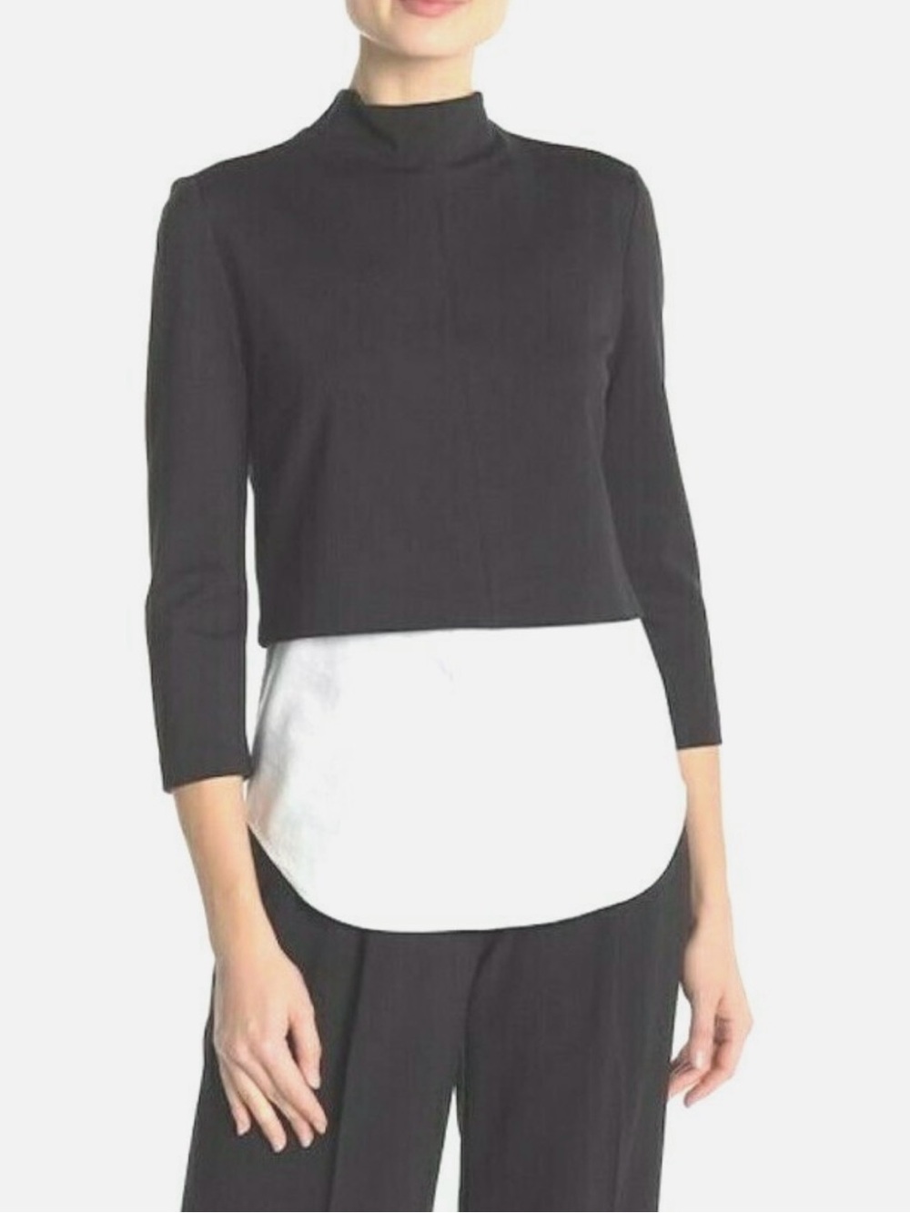 THEORY Gracila Mock Neck Top in Color Charcoal